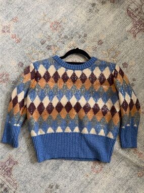 Zara sequin Argyle sweater